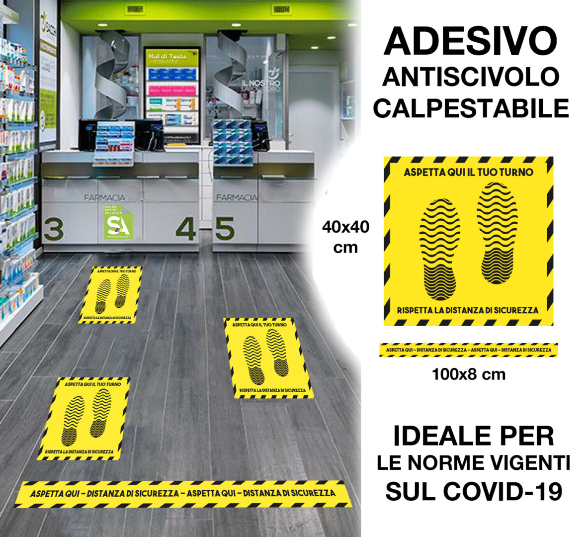Adesivi per le norme sul Covid-19