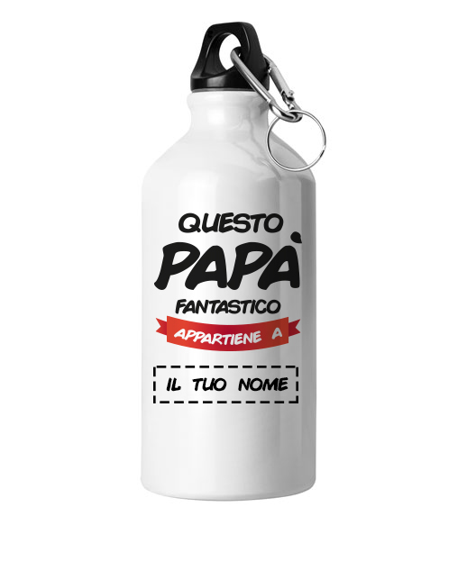 borraccia tempo libero e sport Bottiglia in alluminio bianca con doppio tappo Miglior Papà Borraccia papà Ideale per la festa del papà Utile idea regalo 